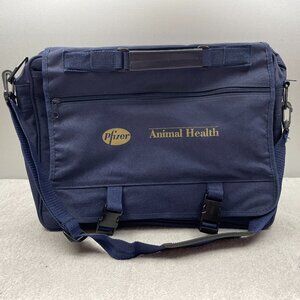EUC Expandable Messenger Bag, "Pfizer," Navy, Shoulder Strap, 16"L x 14" T x 3"W